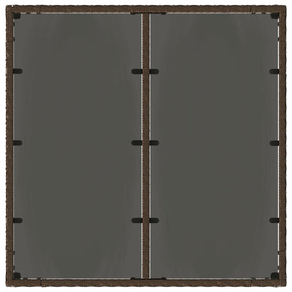 vidaXL Garden Table with Glass Top Brown 90x90x75 cm Poly Rattan