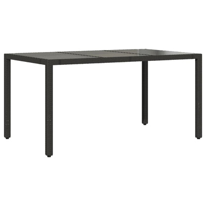 vidaXL Garden Table | Black | Poly Rattan, Tempered Glass, Powder-Coated Steel