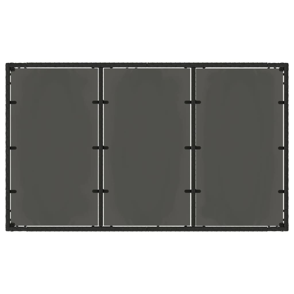 vidaXL Garden Table | Black | Poly Rattan, Tempered Glass, Powder-Coated Steel