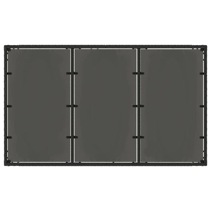 vidaXL Garden Table | Black | Poly Rattan, Tempered Glass, Powder-Coated Steel