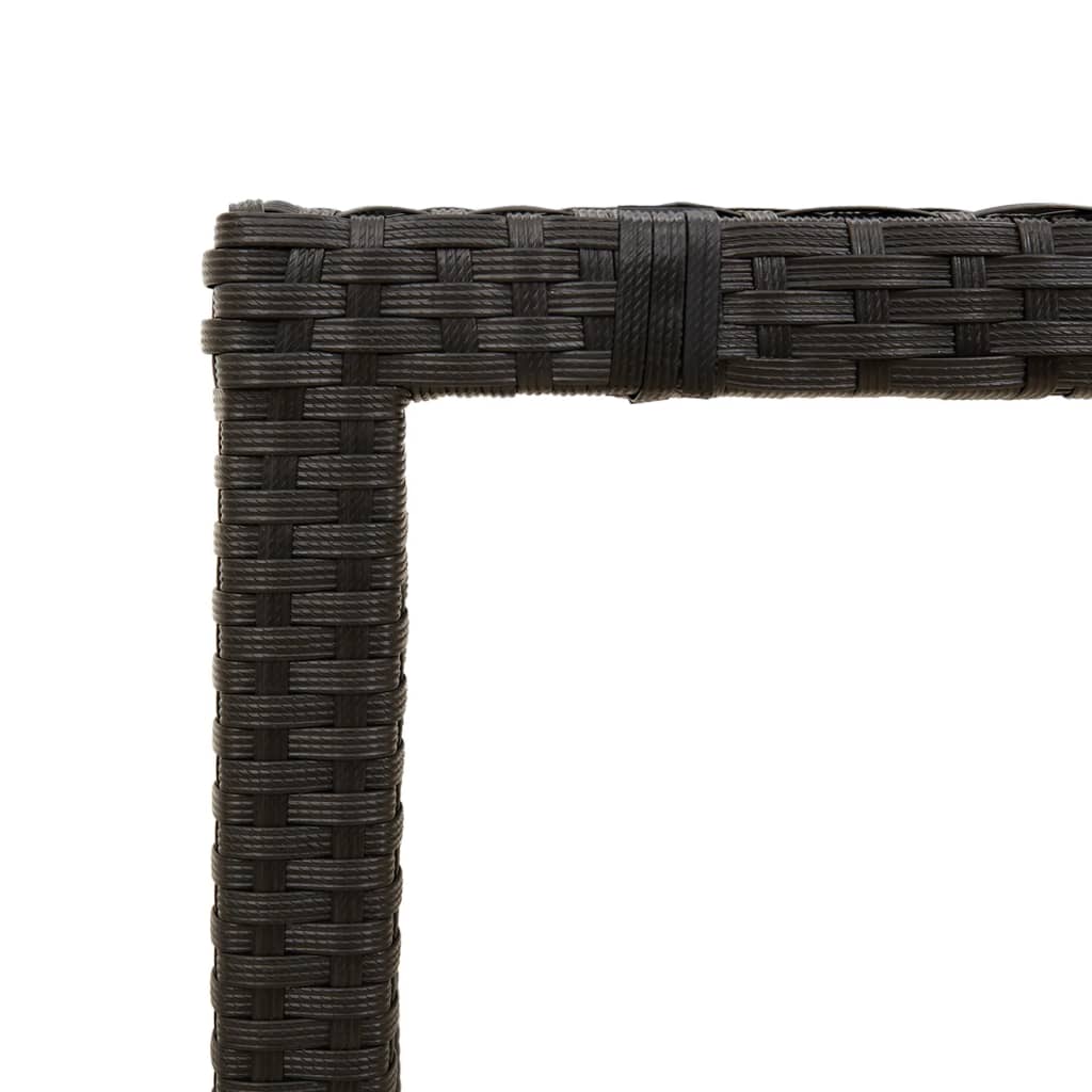 vidaXL Garden Table | Black | Poly Rattan, Tempered Glass, Powder-Coated Steel