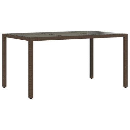 vidaXL Garden Table with Glass Top Brown 150x90x75 cm Poly Rattan
