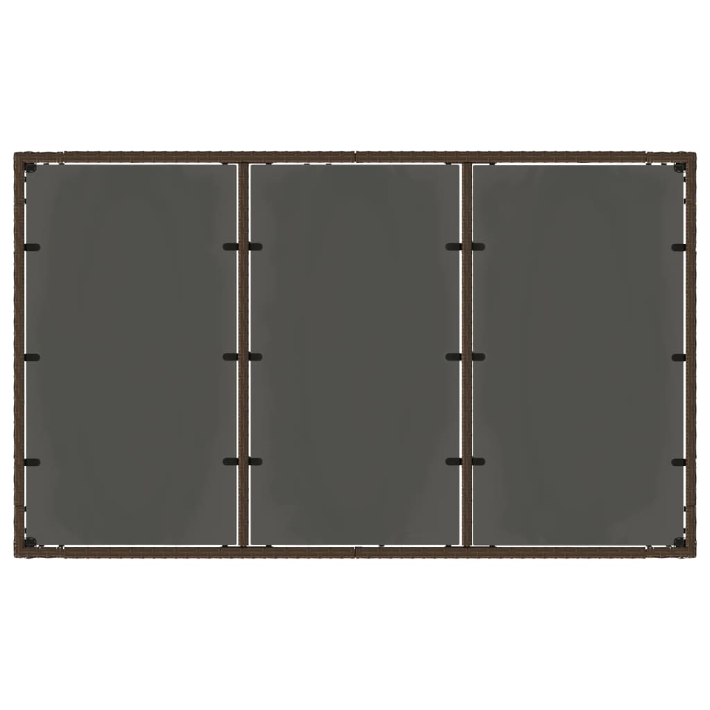 vidaXL Garden Table with Glass Top Brown 150x90x75 cm Poly Rattan
