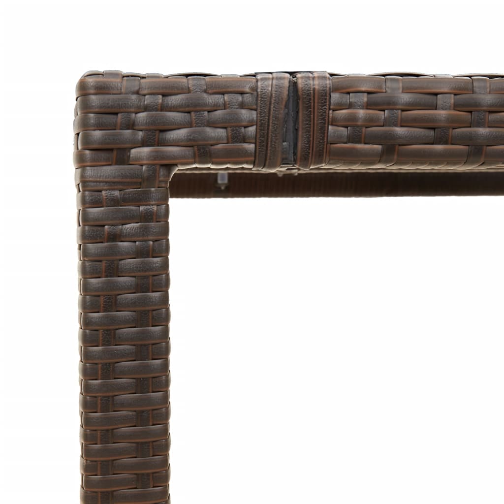 vidaXL Garden Table with Glass Top Brown 150x90x75 cm Poly Rattan