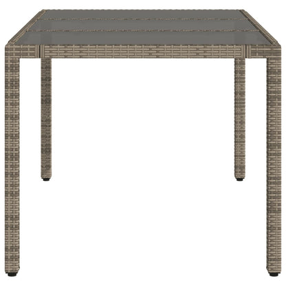 vidaXL Garden Table with Glass Top Grey 150x90x75 cm Poly Rattan