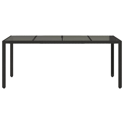 vidaXL Garden Table | Black | Poly Rattan, Powder-Coated Steel, Tempered Glass