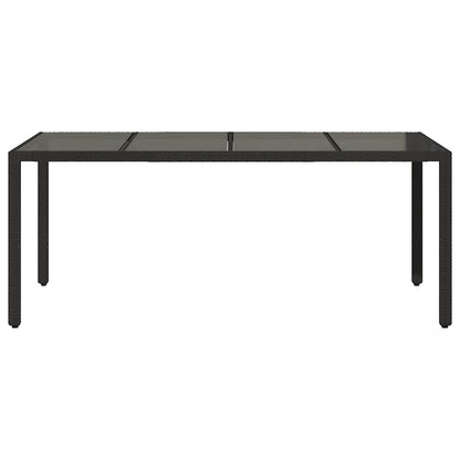 vidaXL Garden Table with Glass Top Black 190x90x75 cm Poly Rattan