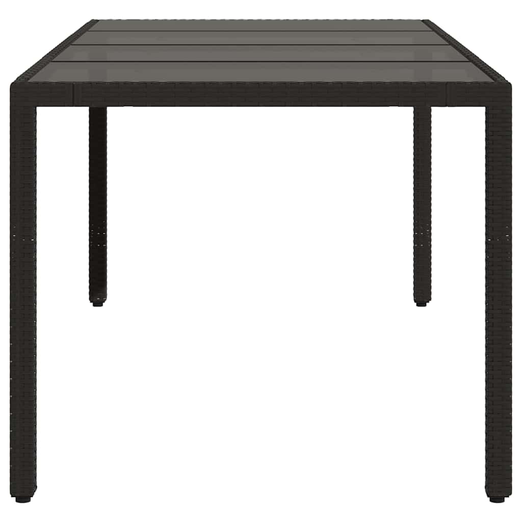 vidaXL Garden Table | Black | Poly Rattan, Powder-Coated Steel, Tempered Glass