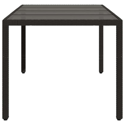 vidaXL Garden Table | Black | Poly Rattan, Powder-Coated Steel, Tempered Glass