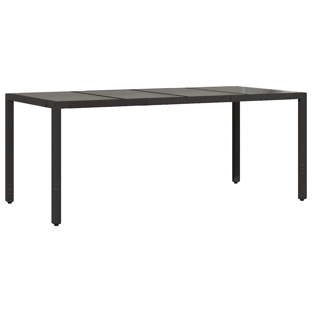 vidaXL Garden Table | Black | Poly Rattan, Powder-Coated Steel, Tempered Glass
