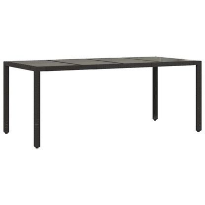 vidaXL Garden Table | Black | Poly Rattan, Powder-Coated Steel, Tempered Glass