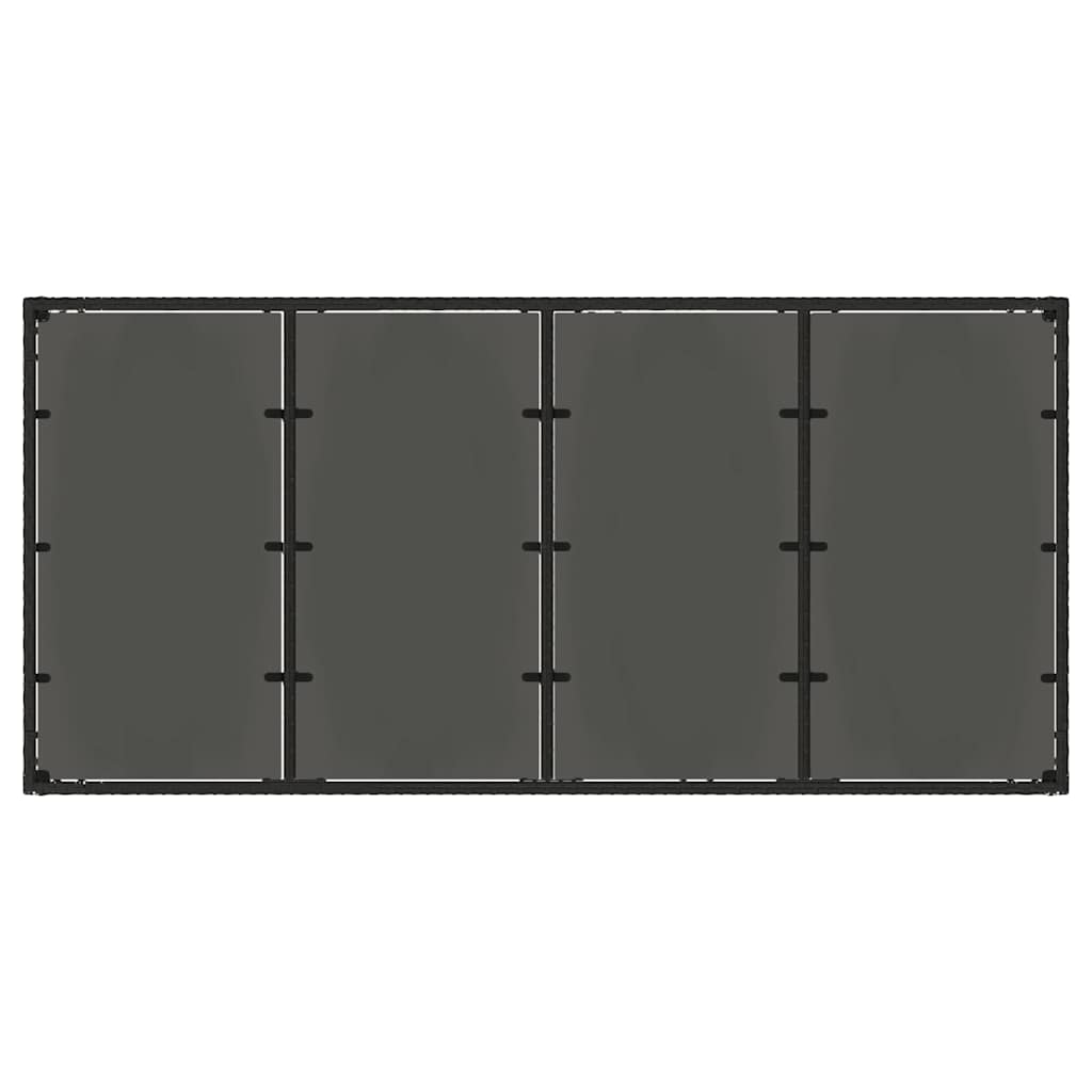 vidaXL Garden Table | Black | Poly Rattan, Powder-Coated Steel, Tempered Glass
