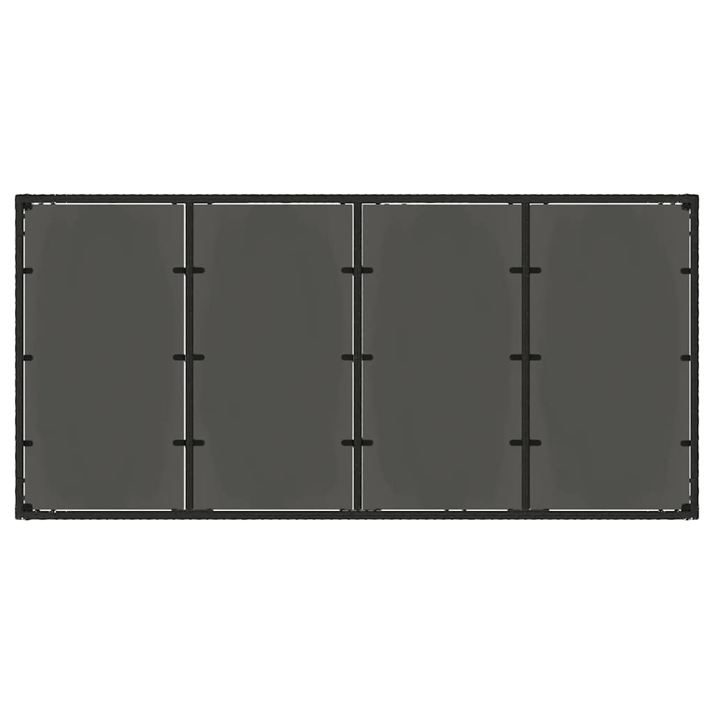 vidaXL Garden Table with Glass Top Black 190x90x75 cm Poly Rattan
