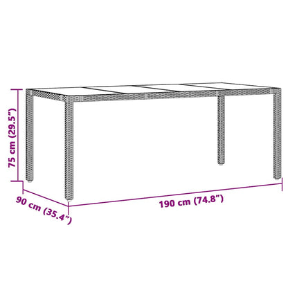 vidaXL Garden Table | Black | Poly Rattan, Powder-Coated Steel, Tempered Glass