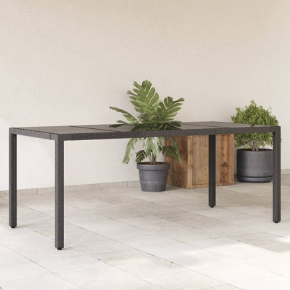 vidaXL Garden Table | Black | Poly Rattan, Powder-Coated Steel, Tempered Glass