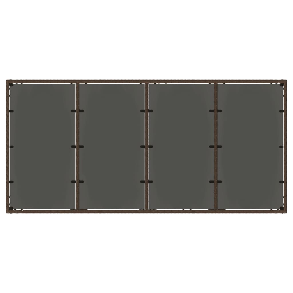 vidaXL Garden Table with Glass Top Brown 190x90x75 cm Poly Rattan