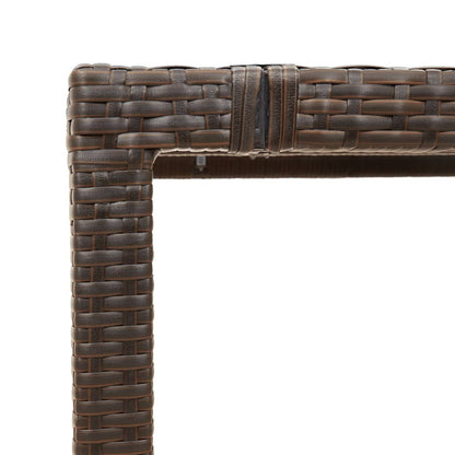 vidaXL Garden Table with Glass Top Brown 190x90x75 cm Poly Rattan
