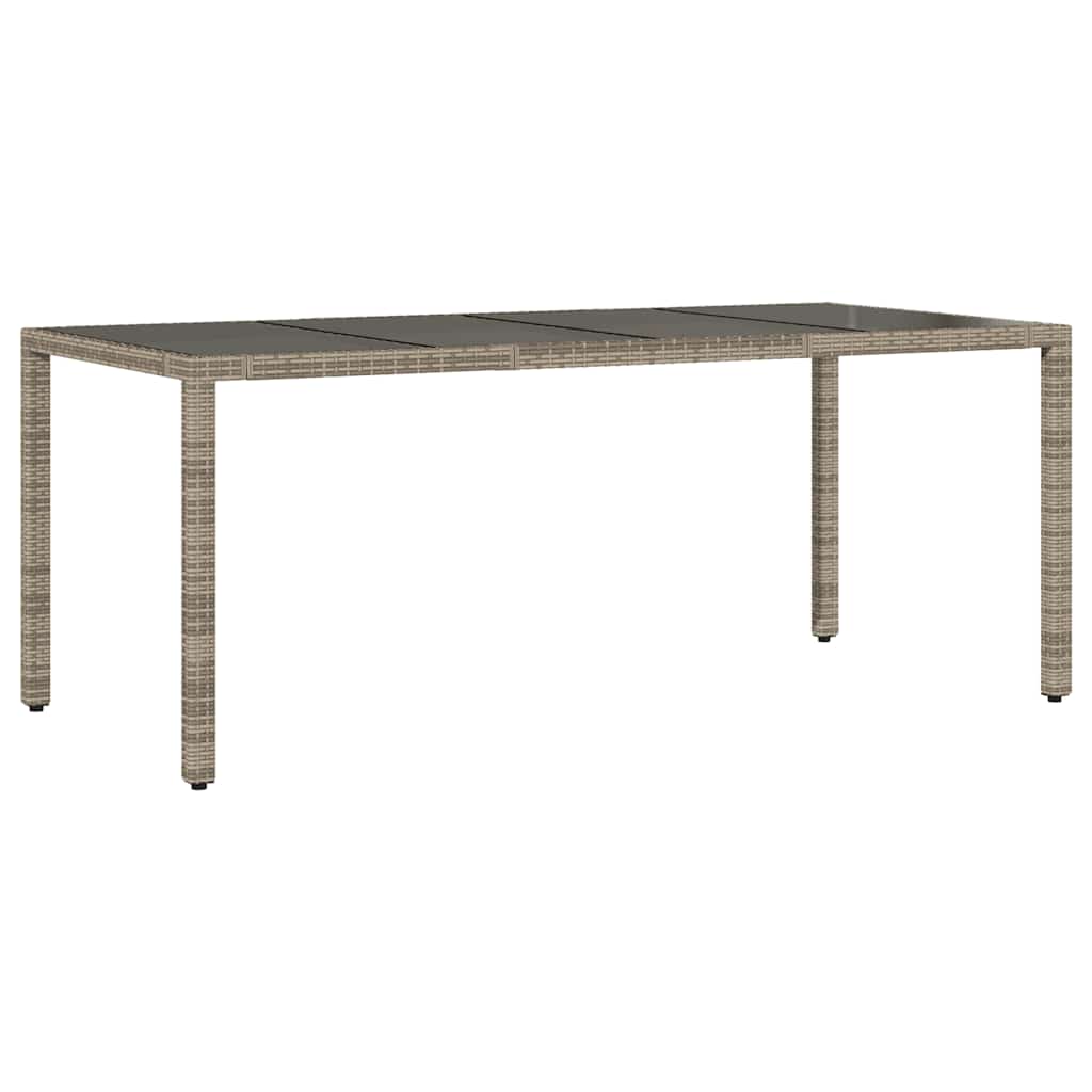 vidaXL Garden Table with Glass Top Grey 190x90x75 cm Poly Rattan