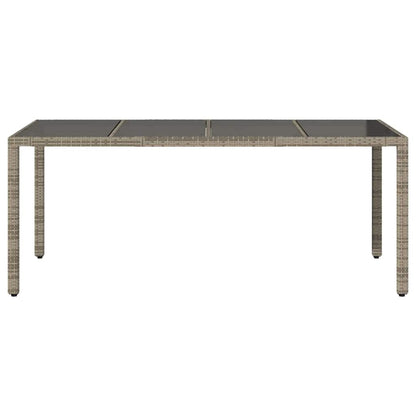 vidaXL Garden Table with Glass Top Grey 190x90x75 cm Poly Rattan