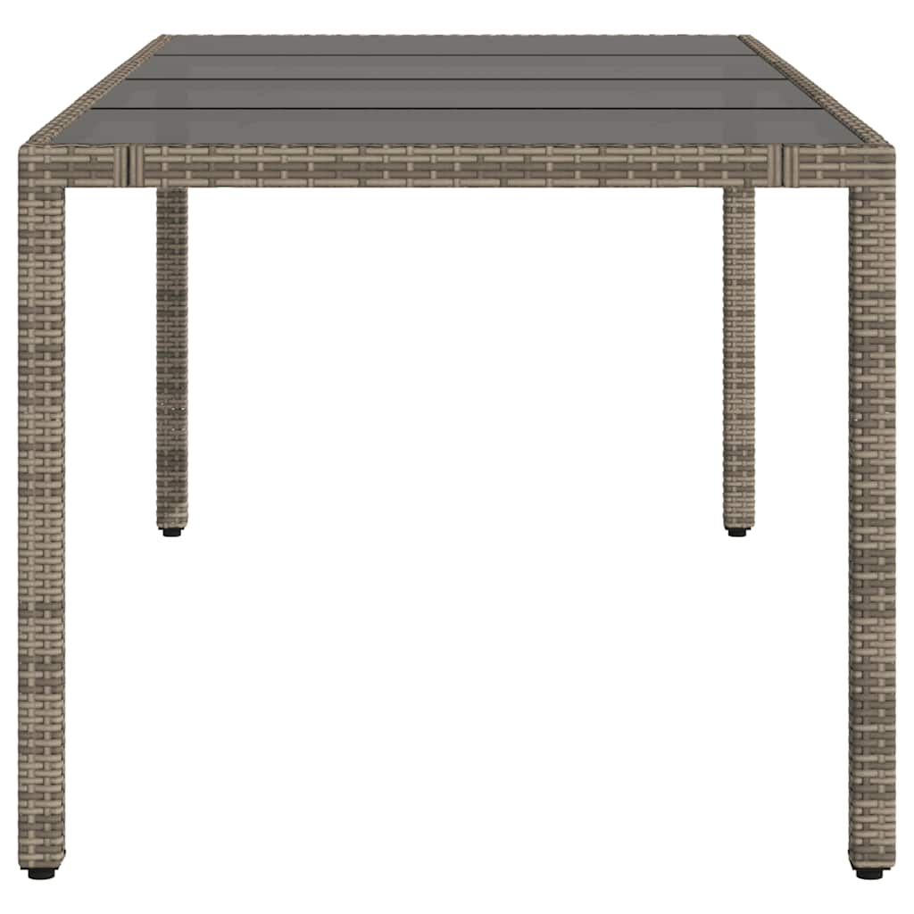 vidaXL Garden Table with Glass Top Grey 190x90x75 cm Poly Rattan
