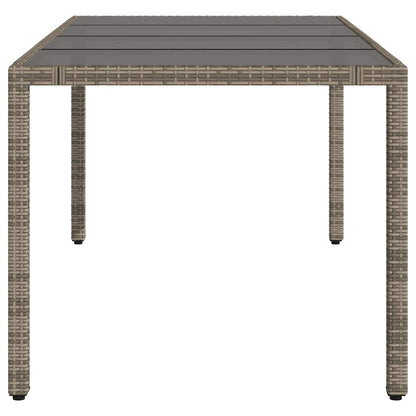 vidaXL Garden Table with Glass Top Grey 190x90x75 cm Poly Rattan