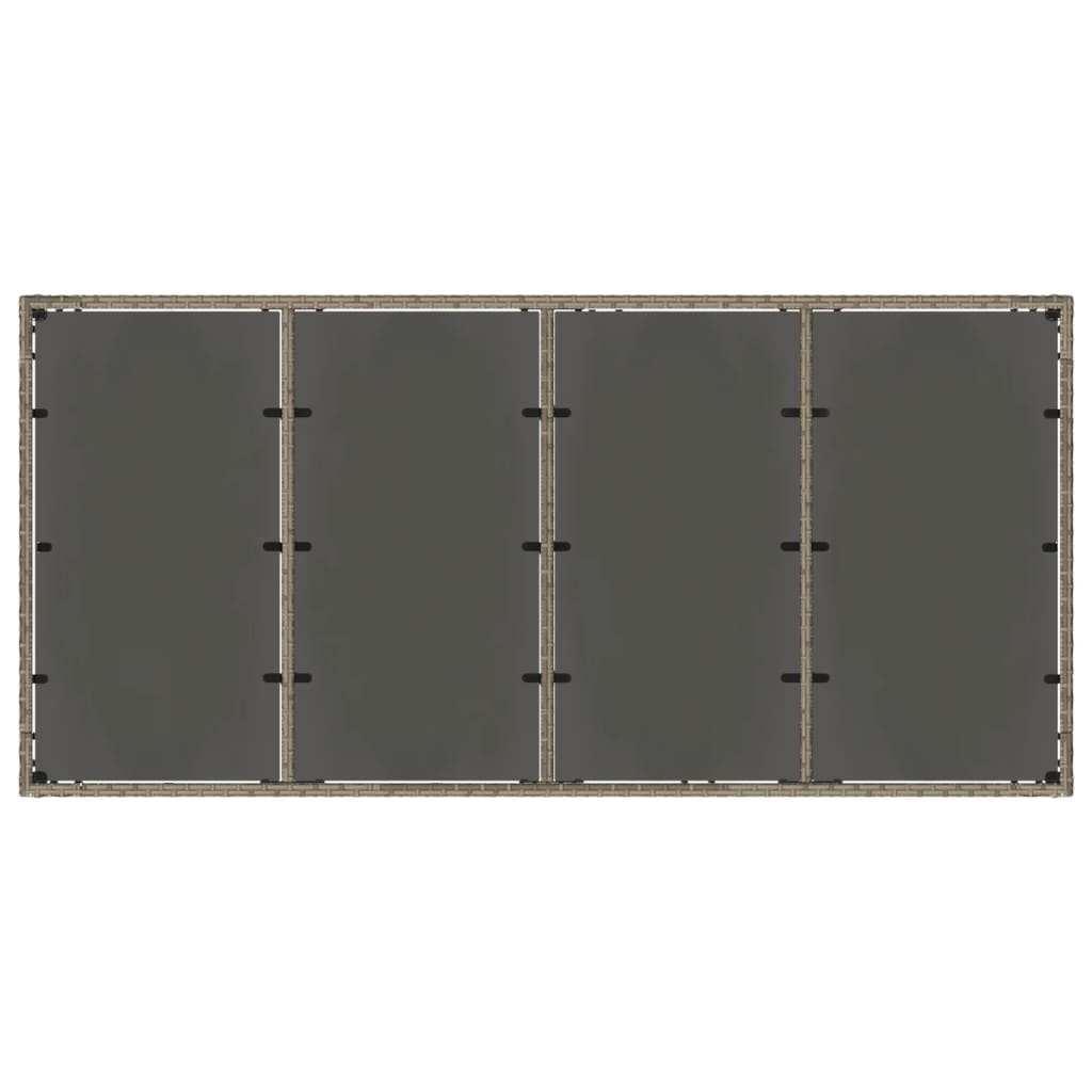 vidaXL Garden Table | Grey | PE rattan, powder-coated steel, tempered glass