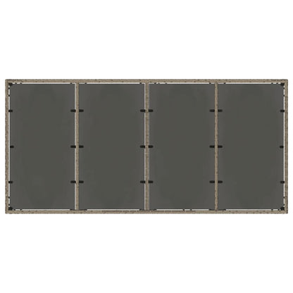 vidaXL Garden Table | Grey | PE rattan, powder-coated steel, tempered glass