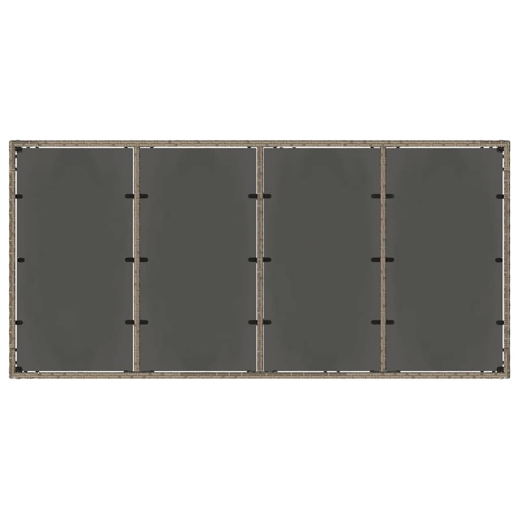 vidaXL Garden Table with Glass Top Grey 190x90x75 cm Poly Rattan