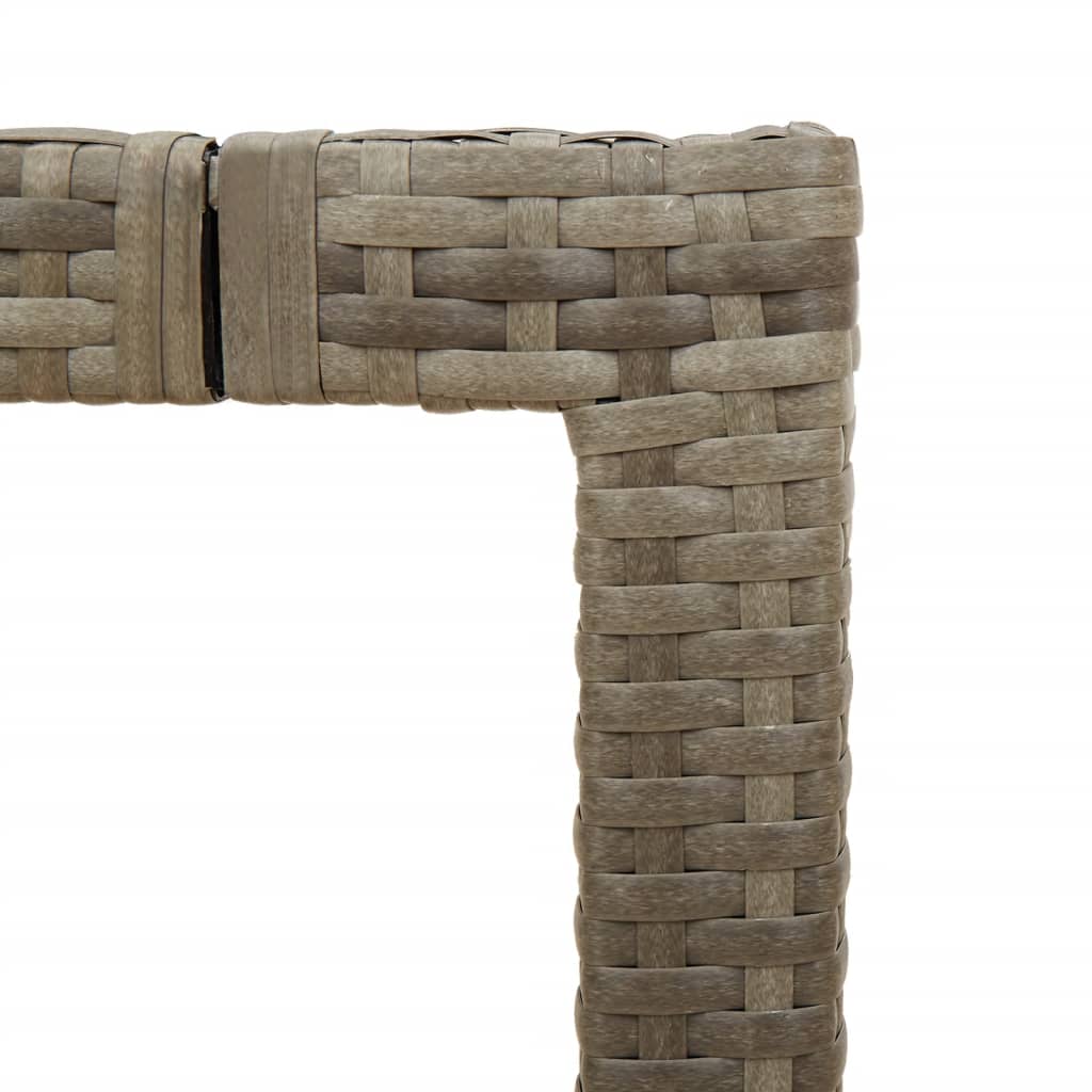 vidaXL Garden Table | Grey | PE rattan, powder-coated steel, tempered glass