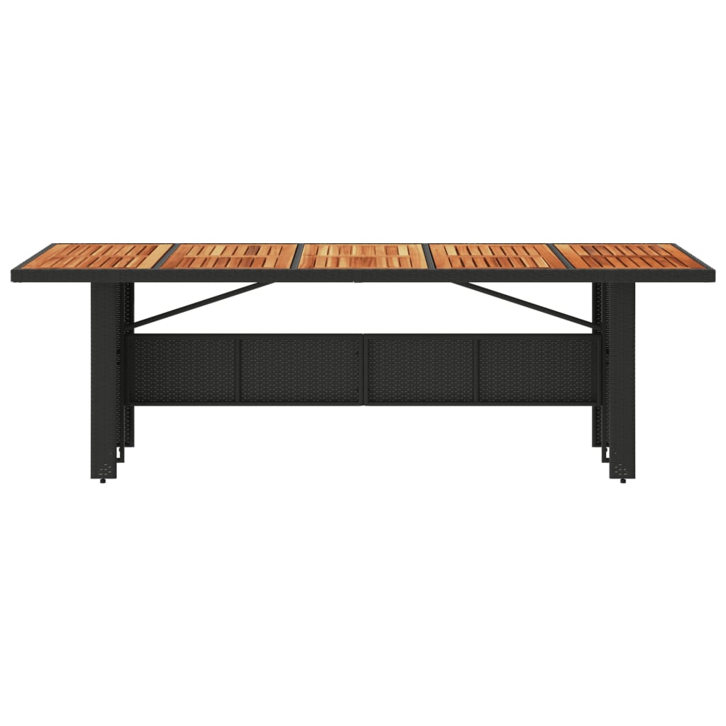 vidaXL Garden Table with Acacia Wood Top Black 240x90x75cm Poly Rattan