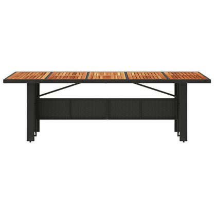 vidaXL Garden Table with Acacia Wood Top Black 240x90x75cm Poly Rattan
