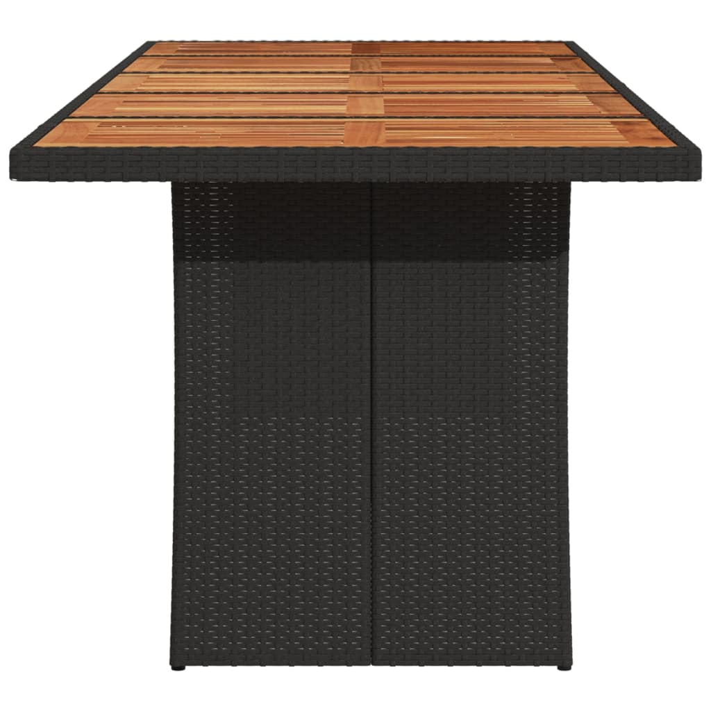 vidaXL Garden Table with Acacia Wood Top Black 240x90x75cm Poly Rattan
