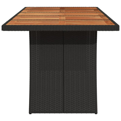 vidaXL Garden Table with Acacia Wood Top Black 240x90x75cm Poly Rattan