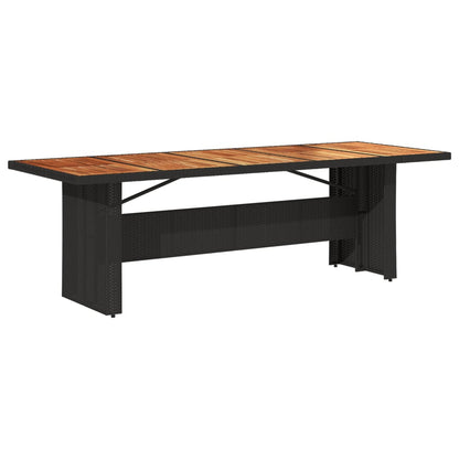 vidaXL Garden Table with Acacia Wood Top Black 240x90x75 cm Poly Rattan