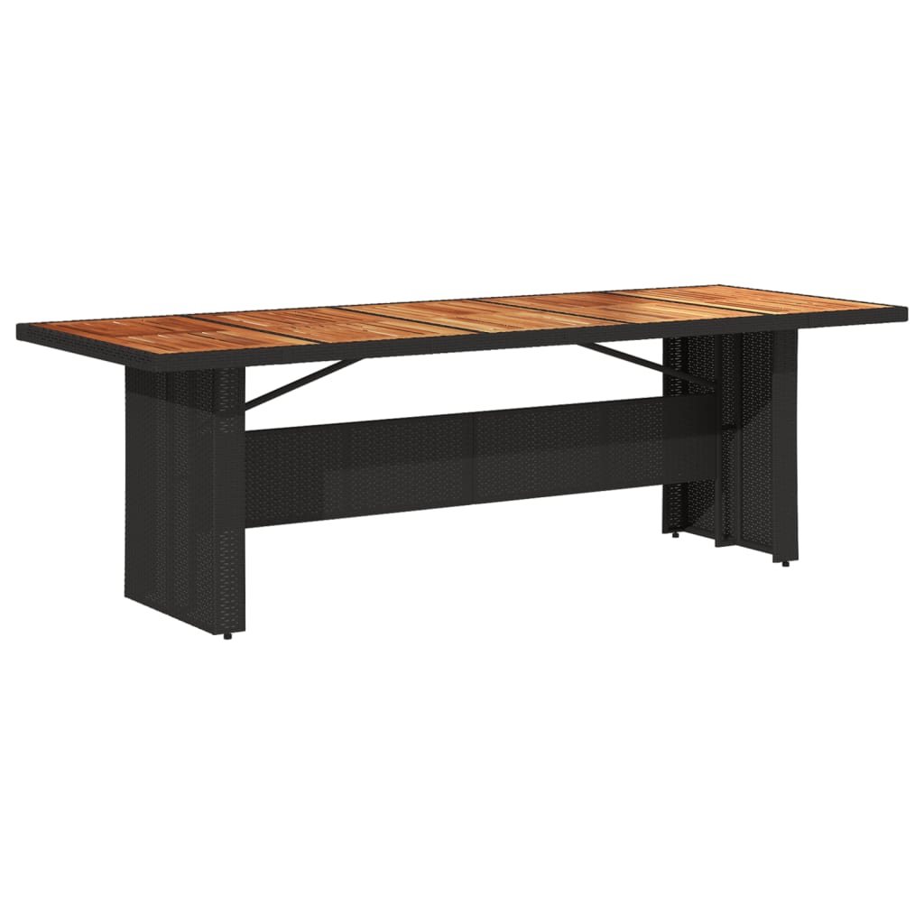 vidaXL Garden Table with Acacia Wood Top Black 240x90x75cm Poly Rattan
