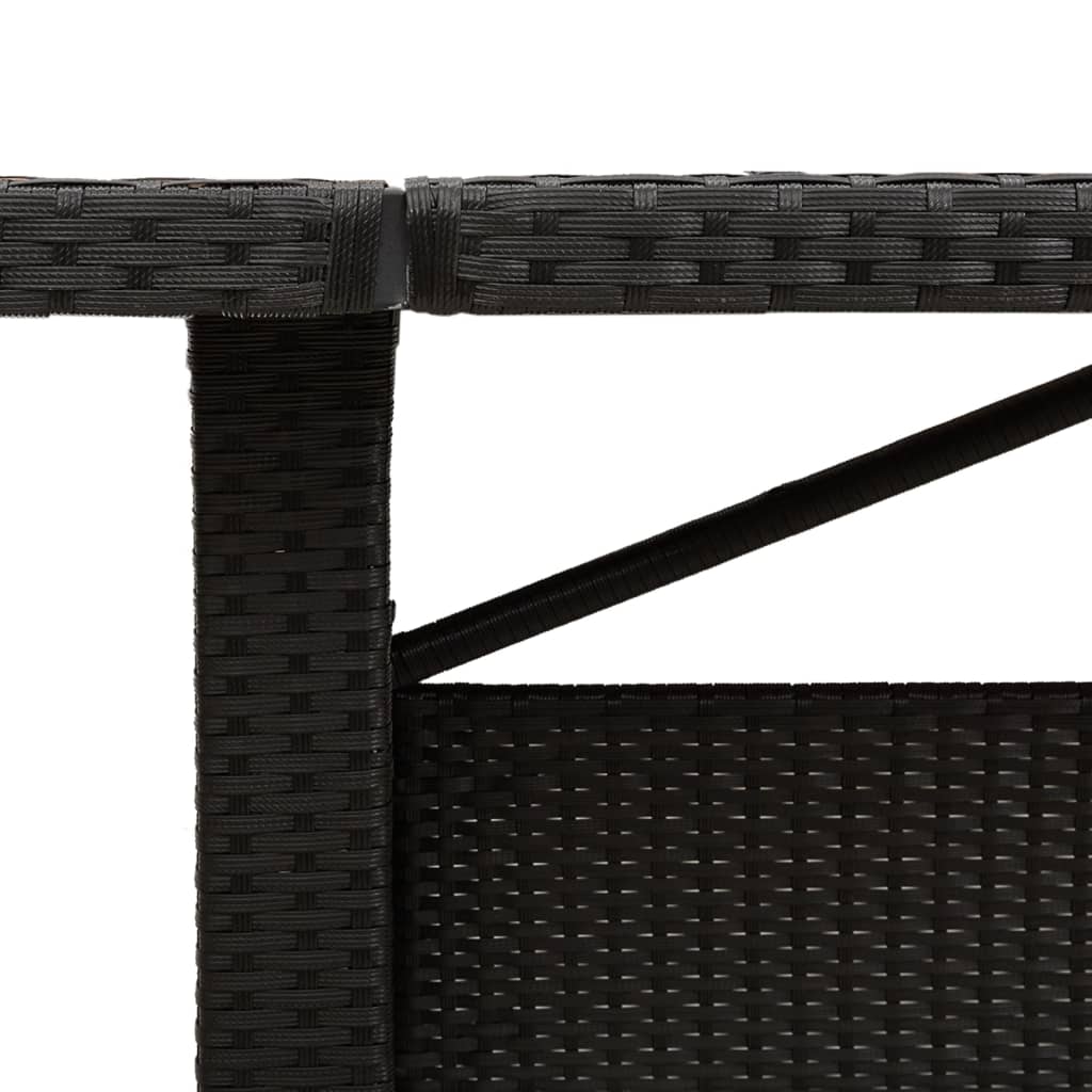 vidaXL Garden Table with Acacia Wood Top Black 240x90x75cm Poly Rattan