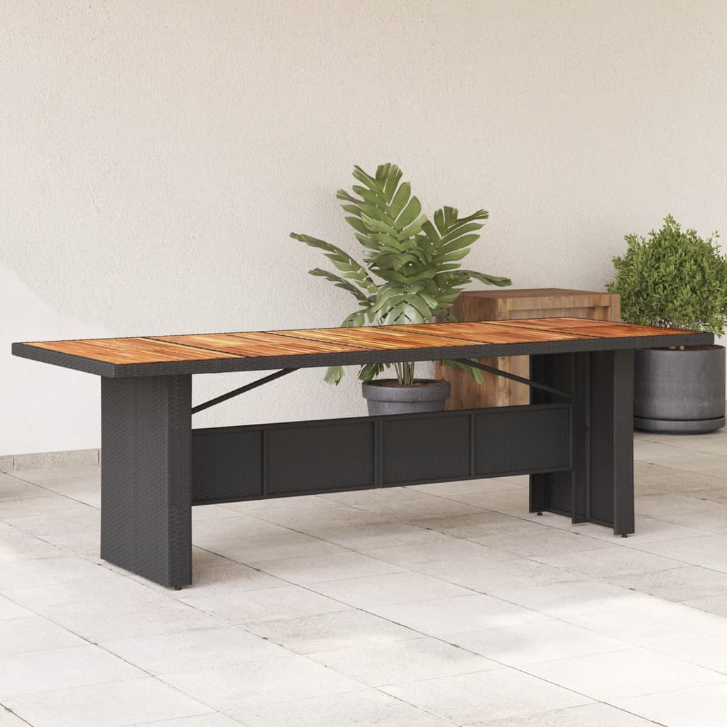 vidaXL Garden Table with Acacia Wood Top Black 240x90x75cm Poly Rattan