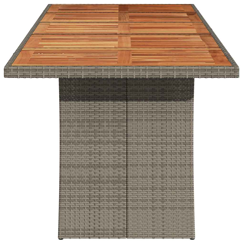 vidaXL Garden Table with Acacia Wood Top Grey 240x90x75 cm Poly Rattan