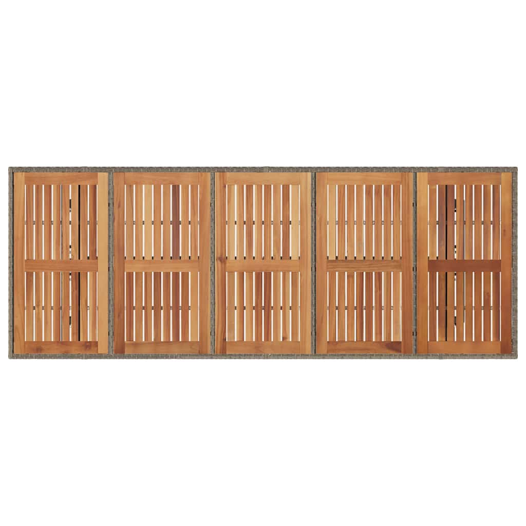 vidaXL Garden Table with Acacia Wood Top Grey 240x90x75 cm Poly Rattan
