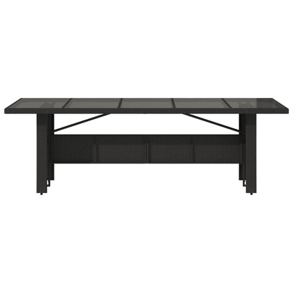 vidaXL Garden Table | Black | PE rattan, powder-coated steel, tempered glass