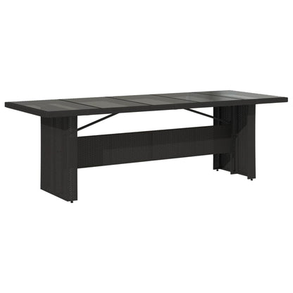 vidaXL Garden Table | Black | PE rattan, powder-coated steel, tempered glass