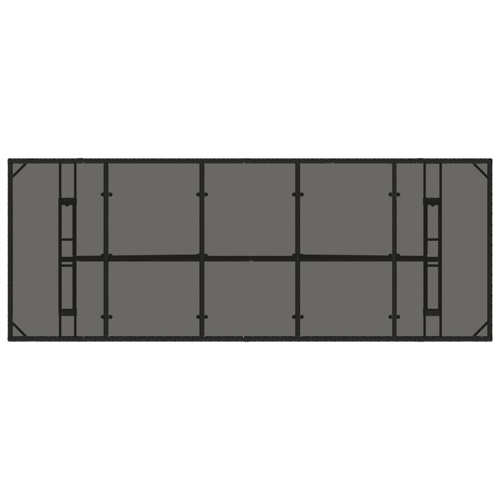 vidaXL Garden Table | Black | PE rattan, powder-coated steel, tempered glass