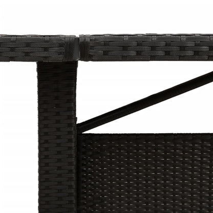 vidaXL Garden Table | Black | PE rattan, powder-coated steel, tempered glass