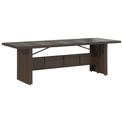 vidaXL Garden Table with Glass Top Brown 240x90x75 cm Poly Rattan