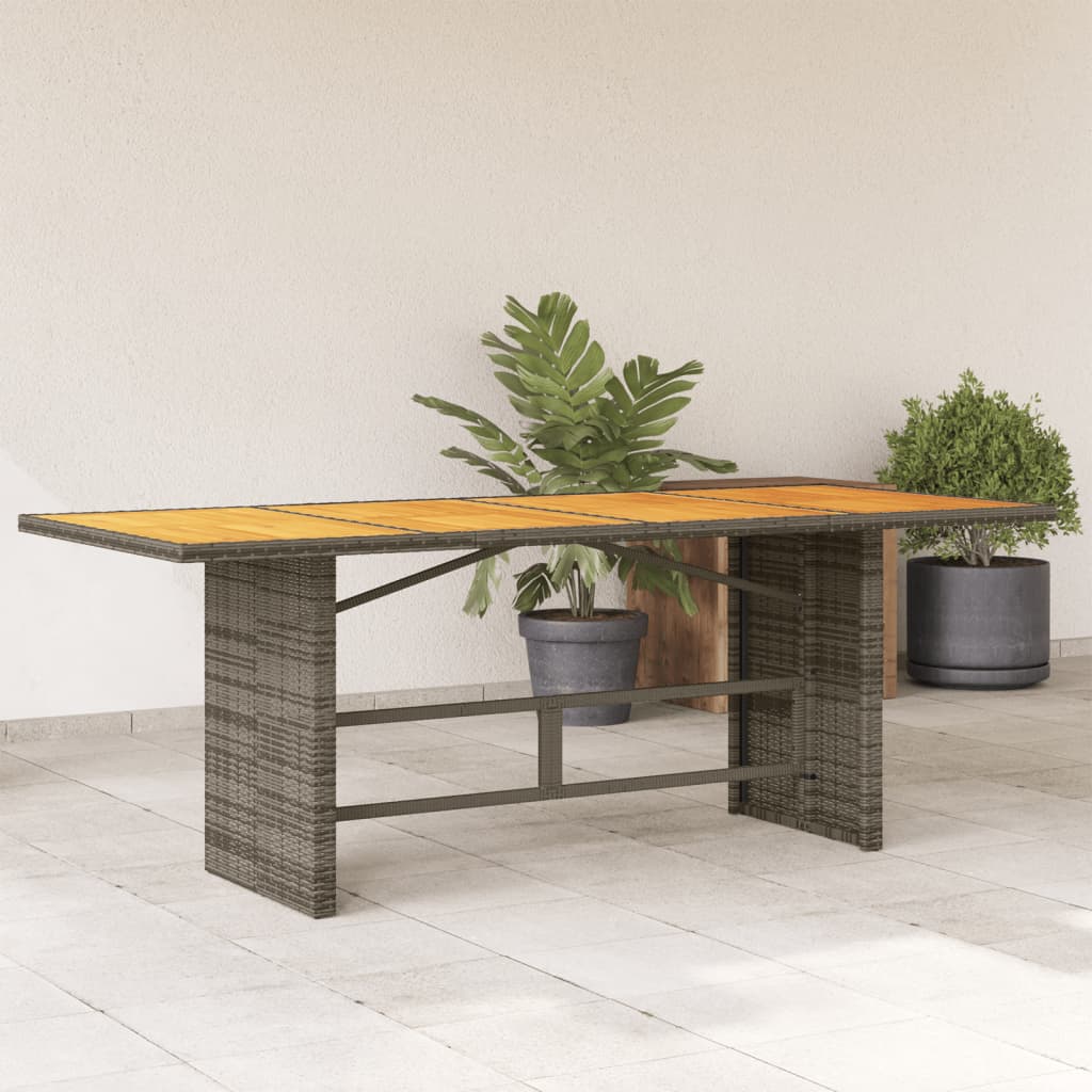 vidaXL Garden Table with Acacia Wood Top Grey 190x80x75 cm Poly Rattan