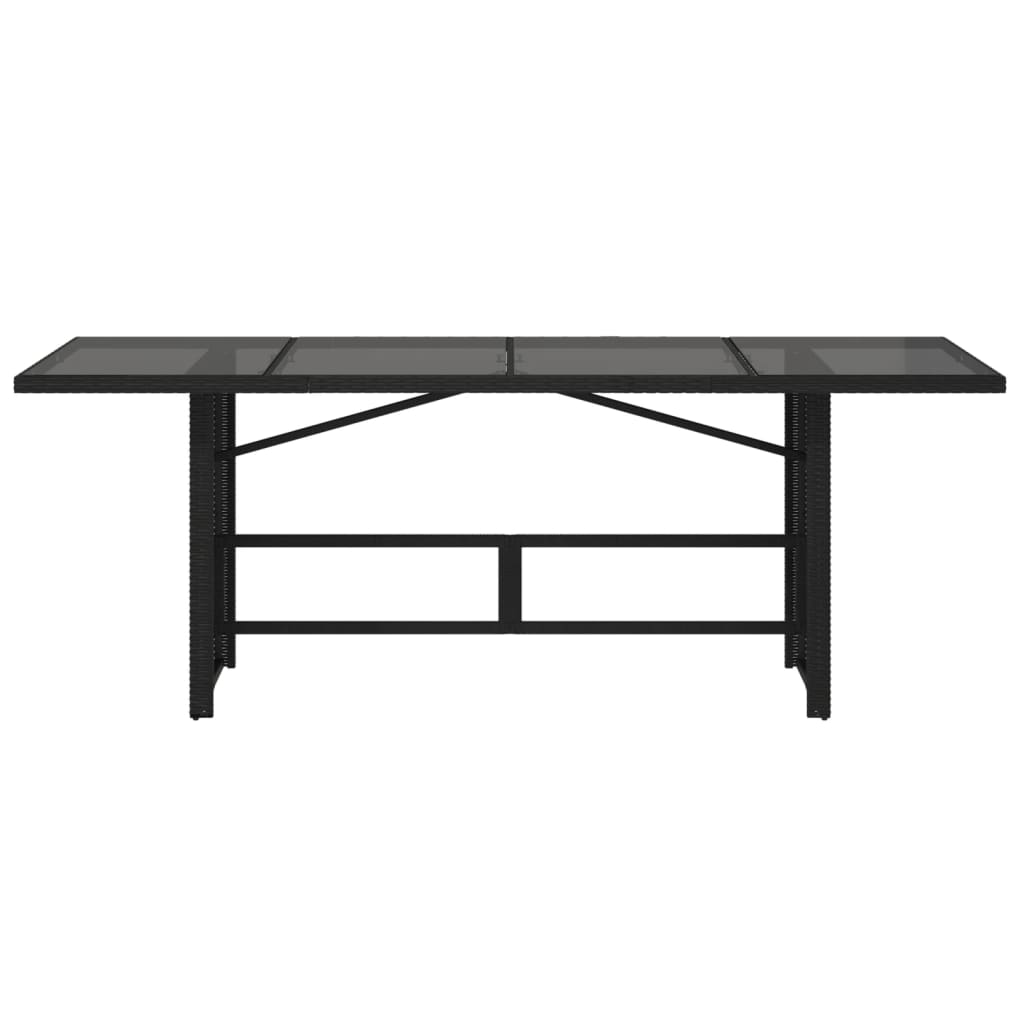 vidaXL Garden Table | Black | PE rattan, powder-coated steel, tempered glass