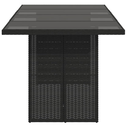 vidaXL Garden Table | Black | PE rattan, powder-coated steel, tempered glass