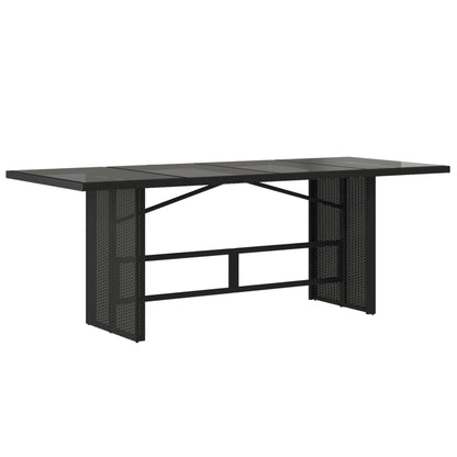 vidaXL Garden Table | Black | PE rattan, powder-coated steel, tempered glass