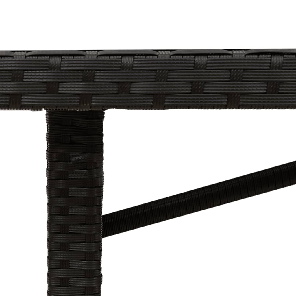 vidaXL Garden Table | Black | PE rattan, powder-coated steel, tempered glass