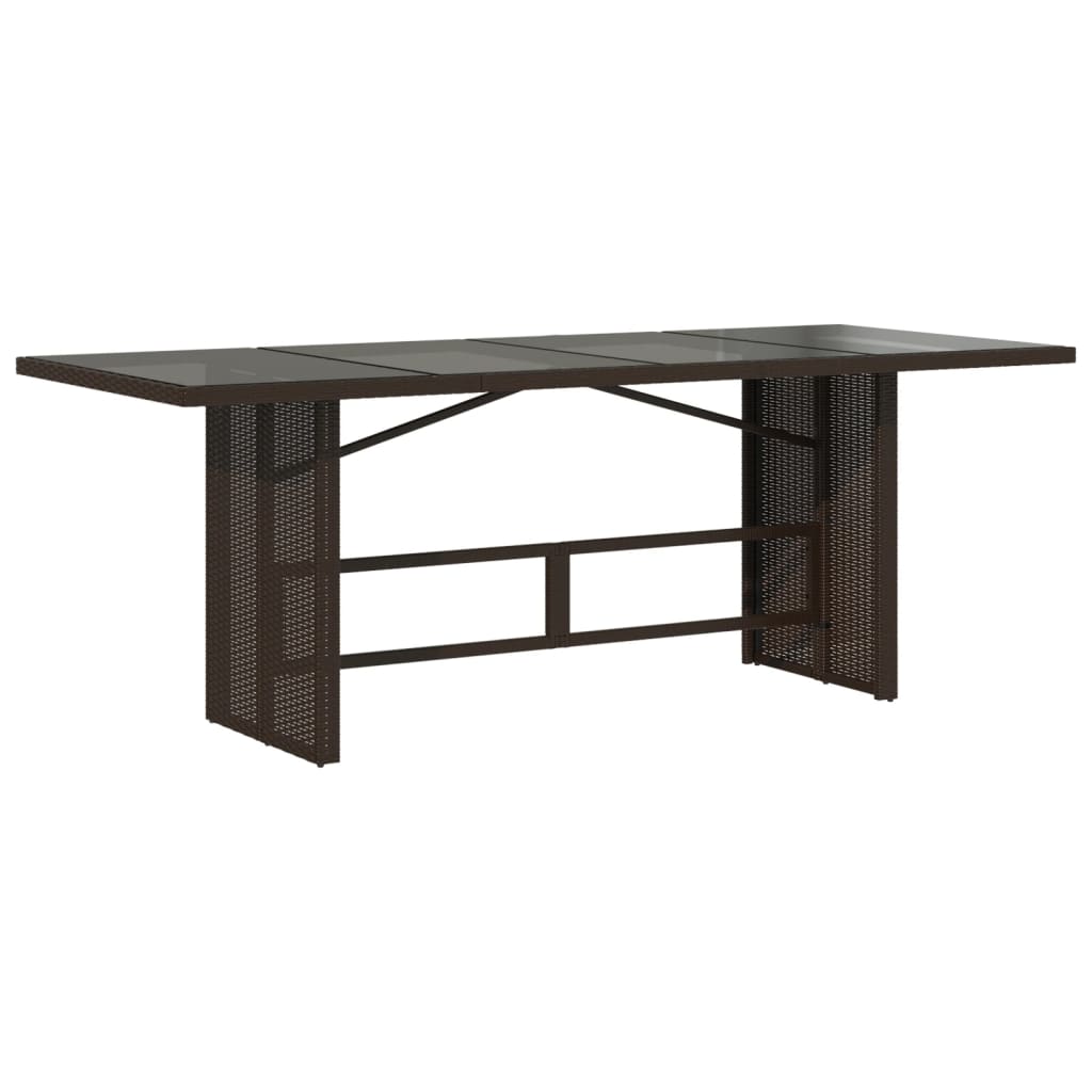vidaXL Garden Table | Brown | Poly Rattan, Powder-Coated Steel, Tempered Glass